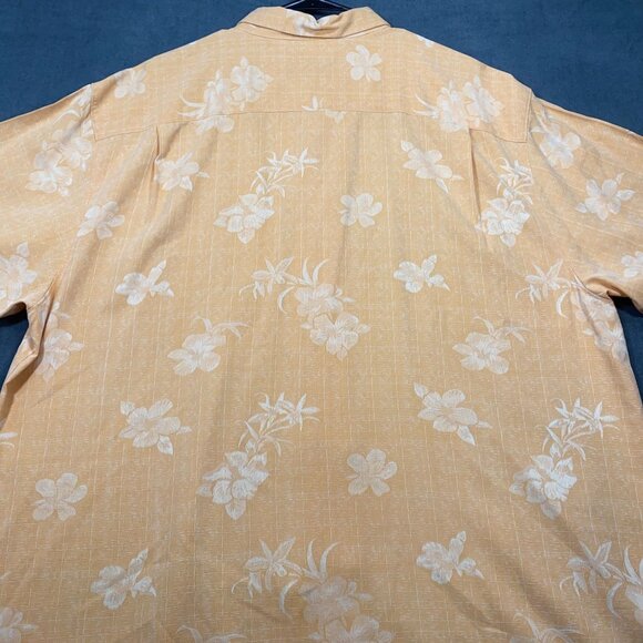 Tommy Bahama Mens XL Original Fit Orange Floral 100% Silk Button up Shirt Summer - Picture 3 of 13